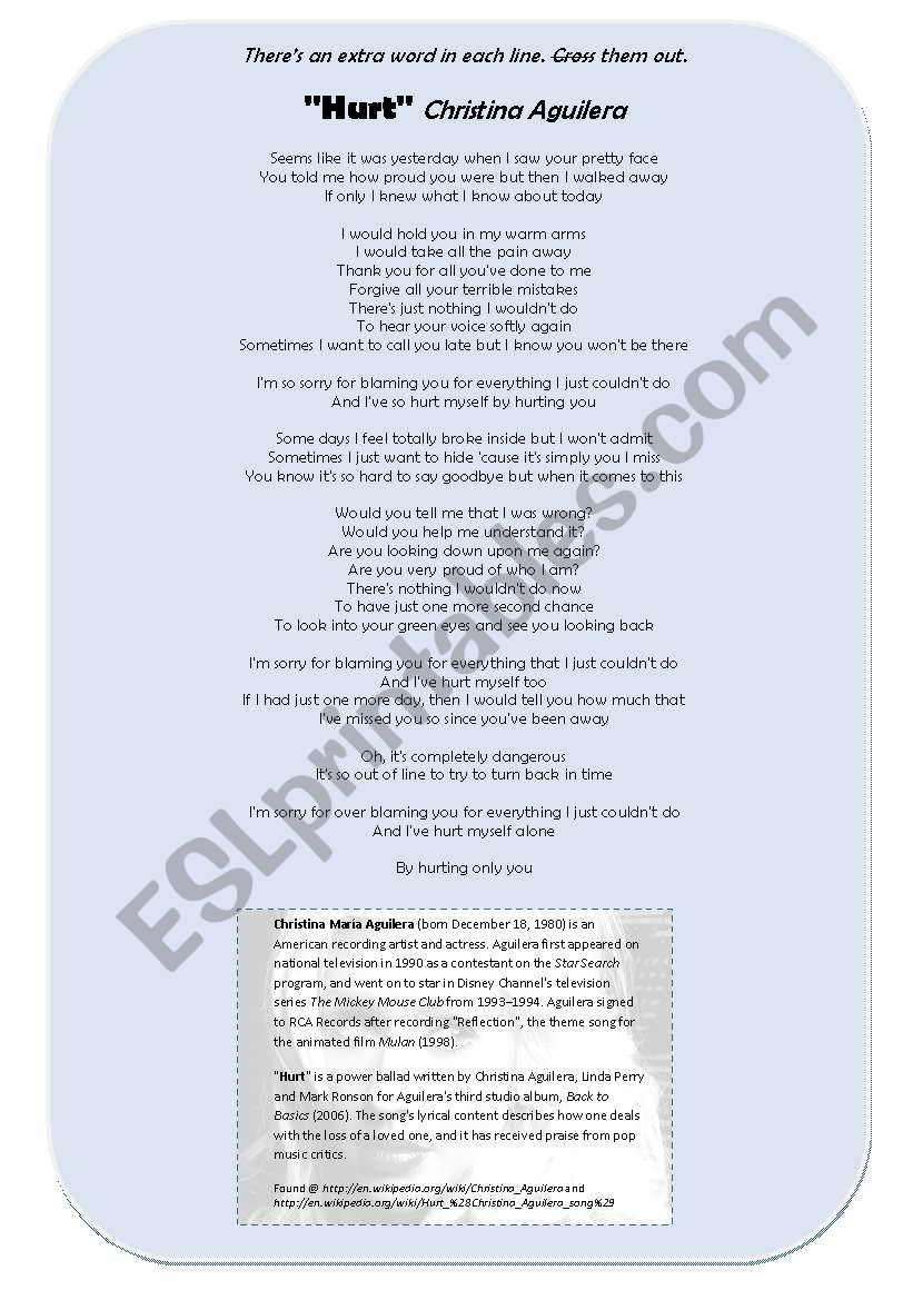 Song: Hurt [Christina Aguilera]
